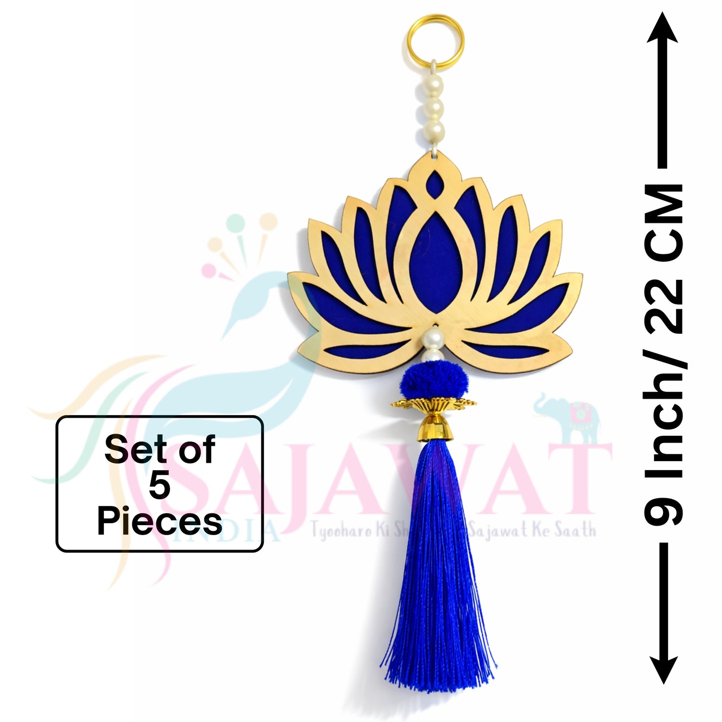 Blue Lotus Tassel Set – 5 Pieces. Handcrafted tassels to enhance your décor with elegance and charm