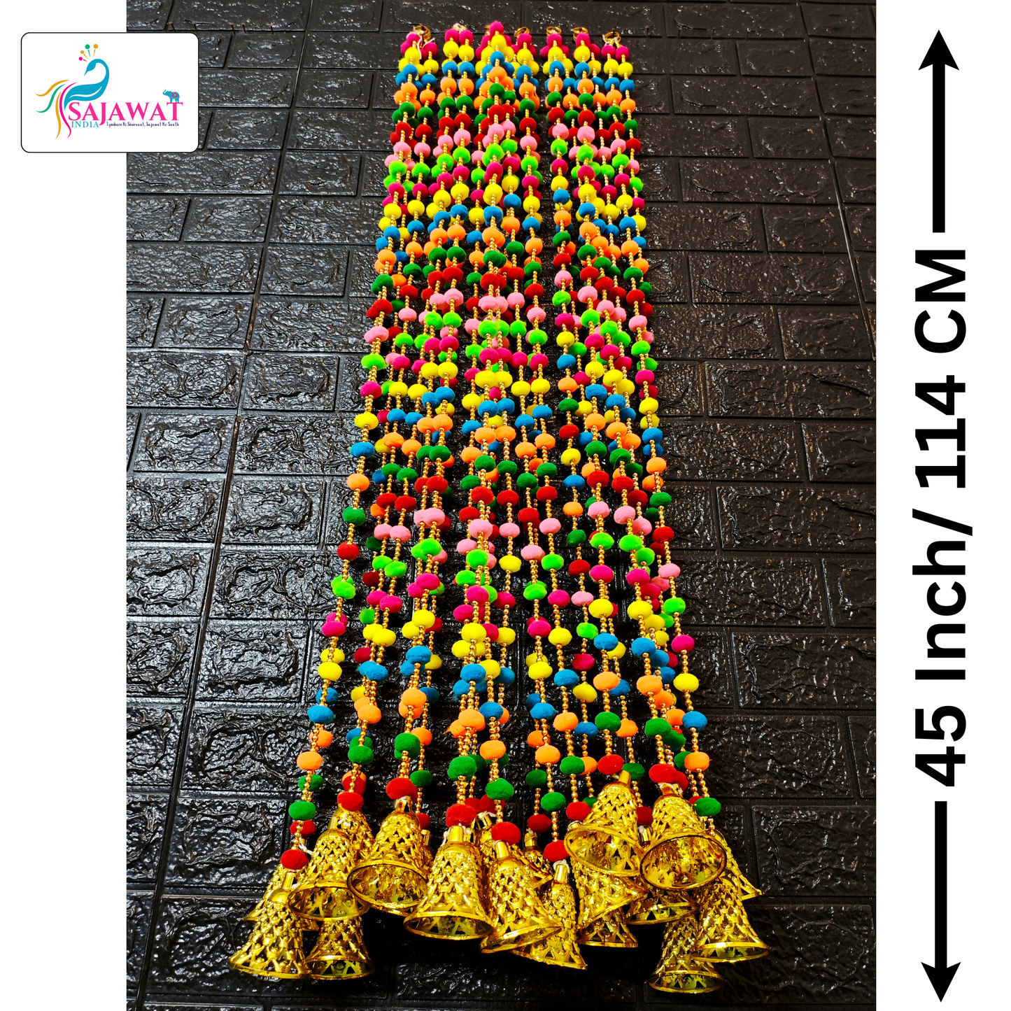 Sajawat India 10 Piece Latest Multicolor Pom Pom Toran