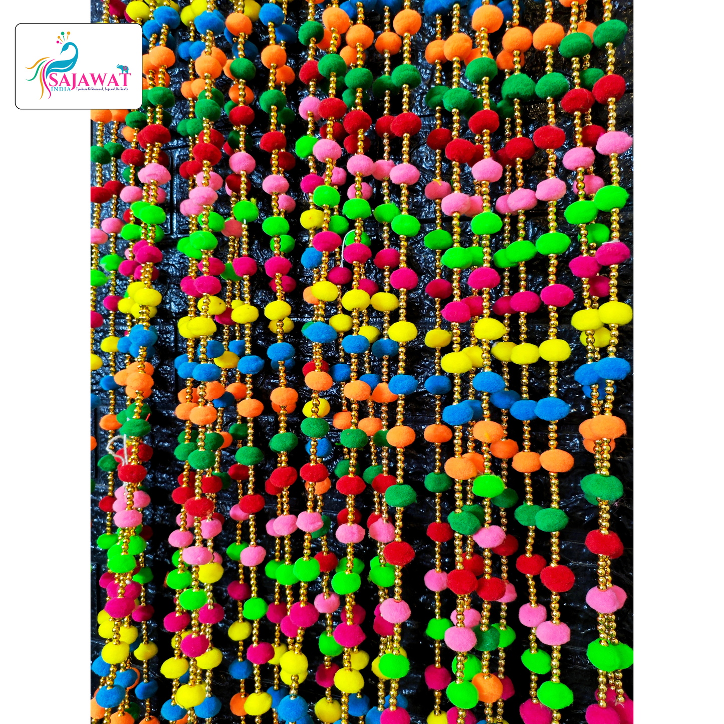Sajawat India 10 Piece Latest Multicolor Pom Pom Toran