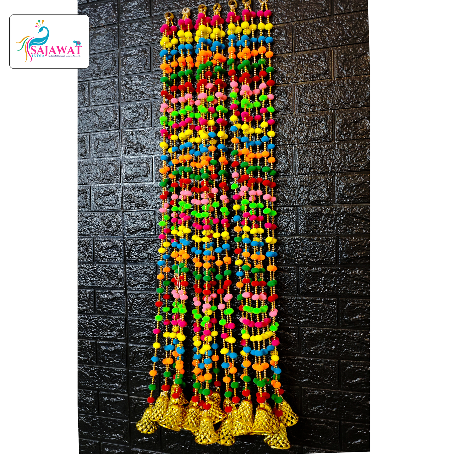 Sajawat India 10 Piece Latest Multicolor Pom Pom Toran