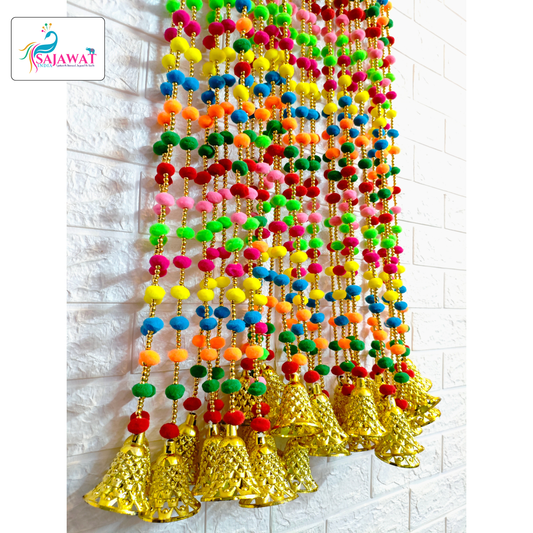 Sajawat India 10 Piece Latest Multicolor Pom Pom Toran
