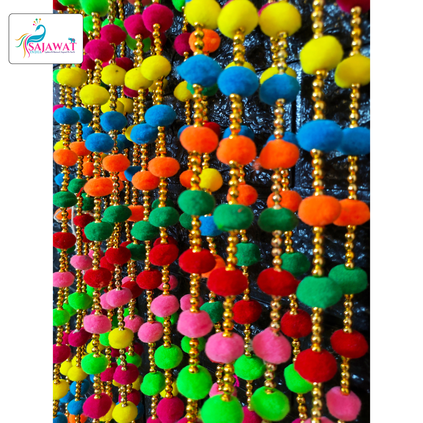 Sajawat India 10 Piece Latest Multicolor Pom Pom Toran