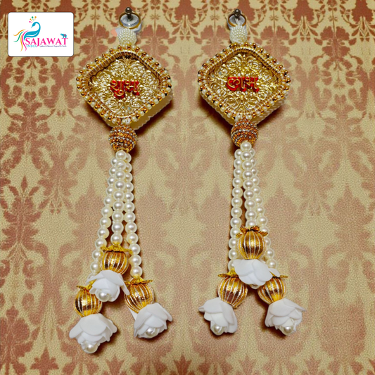 White Pearl Pink Shubh Laabh Pearl Hanging
