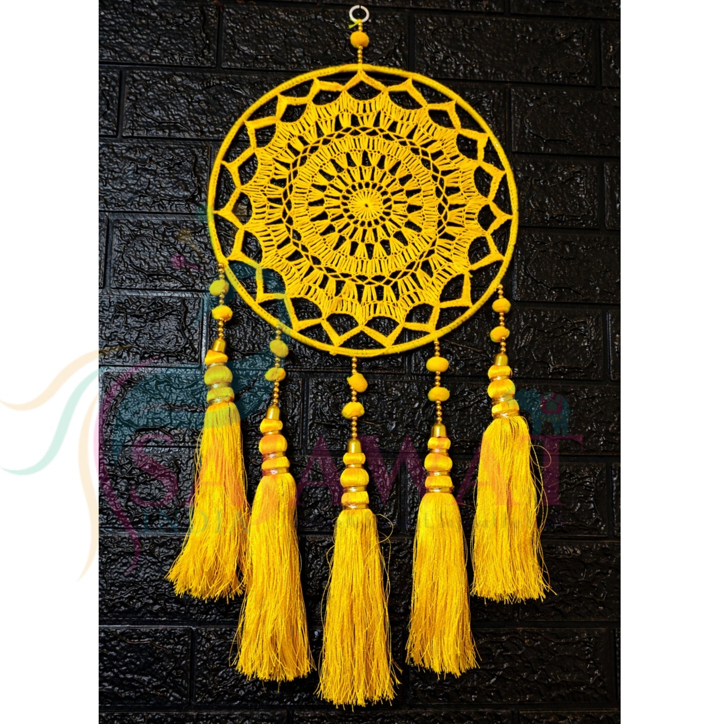Golden vibes only. Handcrafted dream catcher to bring peace, positivity & aesthetic charm to your space.