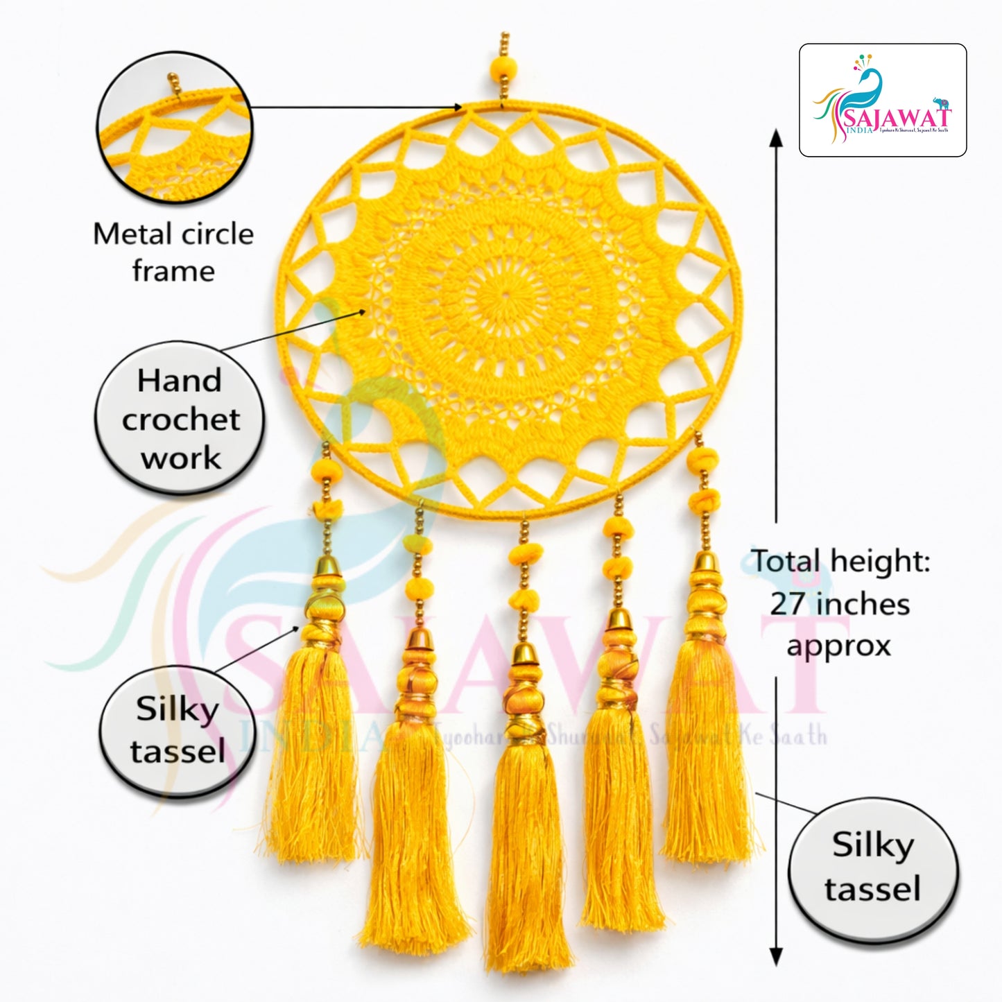 Golden vibes only. Handcrafted dream catcher to bring peace, positivity & aesthetic charm to your space.