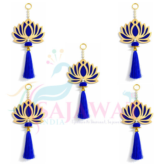 Blue Lotus Tassel Set – 5 Pieces. Handcrafted tassels to enhance your décor with elegance and charm