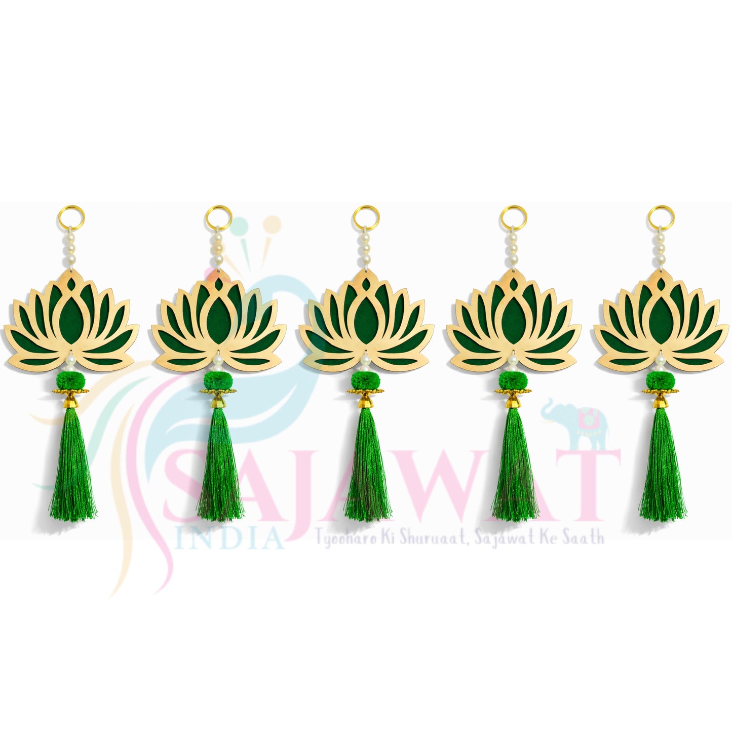 Green Tassel Set – 5 Pieces Handcrafted tassels to add freshness and a natural, calming touch to your decor