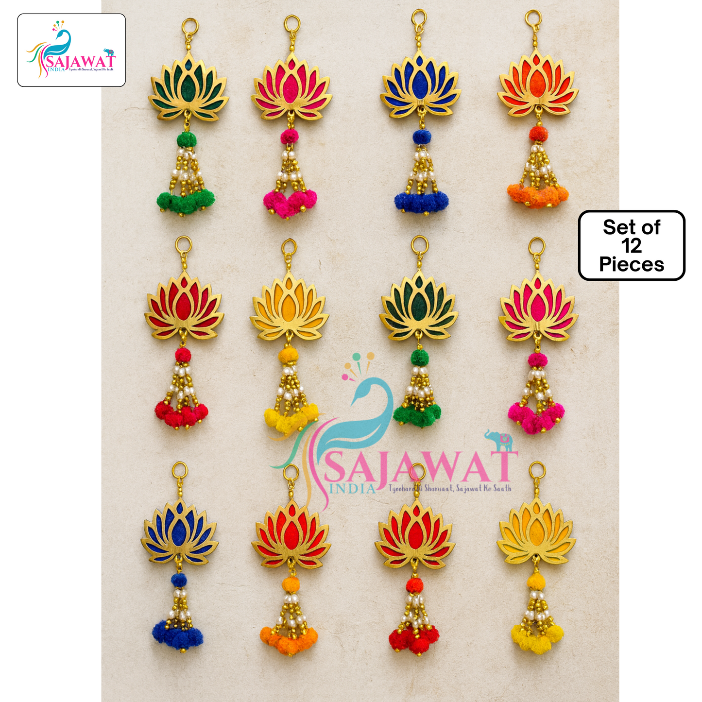 12 Piece Lotus Guchha Set Multicolor